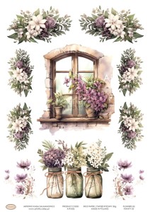 PAPIER RYŻOWY 006 - KWIATY 03  / RICE PAPER - FLOWERS 03 ARTISTIKO