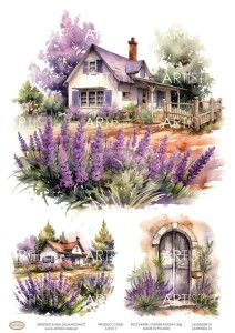  PAPIER RYŻOWY 011 - LAWENDA 01 / RICE PAPER - LAVENDER 01 ARTISTIKO