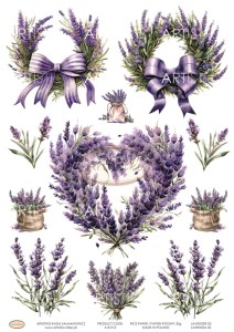  PAPIER RYŻOWY 012 - LAWENDA 02 / RICE PAPER - LAVENDER 02 ARTISTIKO