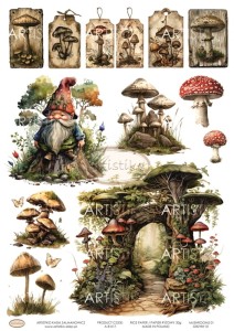 PAPIER RYŻOWY 017 - GRZYBY 01 / RICE PAPER - MUSHROOMS 01 ARTISTIKO