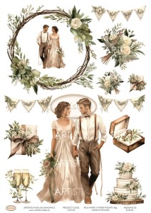 PAPIER RYŻOWY 018 - ŚLUB 02 / RICE PAPER - WEDDING 02  ARTISTIKO