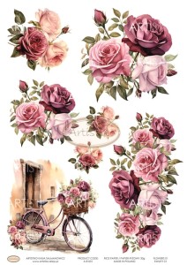 PAPIER RYŻOWY 001 - KWIATY 01 / RICE PAPER - FLOWERS 01 ARTISTIKO