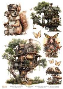  PAPIER RYŻOWY 062 - LAS STEAMPUNKOWY 03 / RICE PAPER - STEAMPUNK FOREST 03 ARTISTIKO