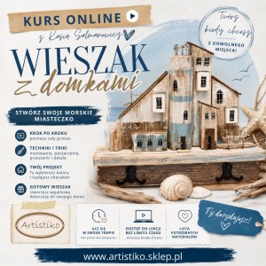 KURS ONLINE - Wieszak z drewnianymi domkami 